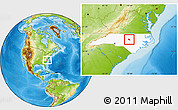 Physical Location Map of ZIP code 27502, highlighted state