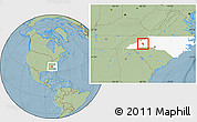 Savanna Style Location Map of ZIP code 28711, highlighted state, hill shading