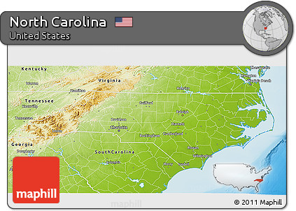Physical 3D Map of North Carolina