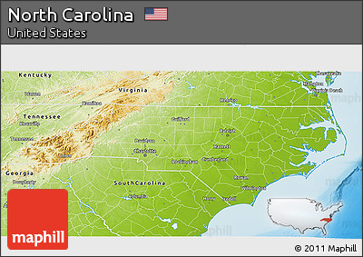 Physical 3D Map of North Carolina