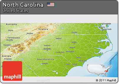 Physical 3D Map of North Carolina