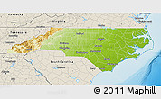 Physical 3D Map of North Carolina, shaded relief outside