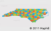 Political 3D Map of North Carolina, cropped outside