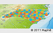 Political 3D Map of North Carolina, physical outside