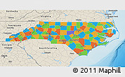 Political 3D Map of North Carolina, shaded relief outside