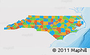 Political 3D Map of North Carolina, single color outside