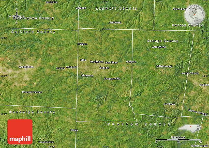 Satellite Map of Alamance County