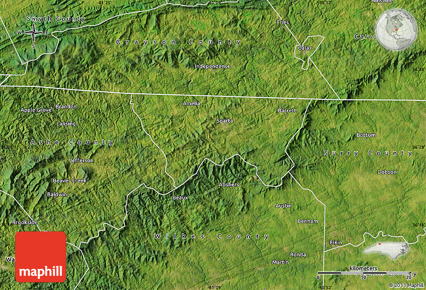 Satellite Map of Alleghany County