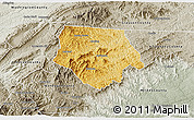Physical 3D Map of Ashe County, semi-desaturated