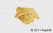Physical 3D Map of Ashe County, single color outside