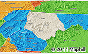Shaded Relief 3D Map of Ashe County, political outside
