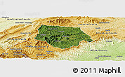 Satellite Panoramic Map of Ashe County, physical outside