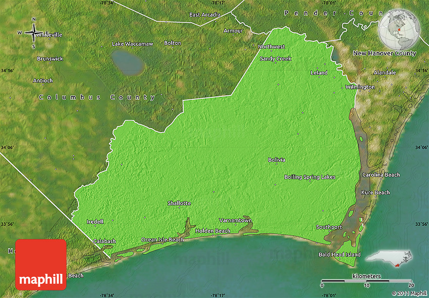 Topographic Map Of Brunswick County North Carolina United States Map