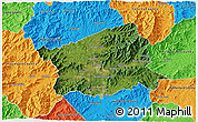 Satellite 3D Map of Buncombe County, political outside