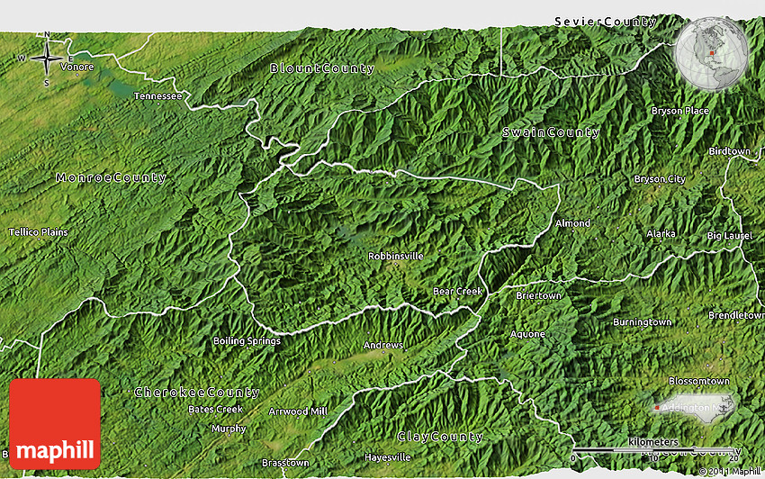 Satellite 3D Map of Graham County