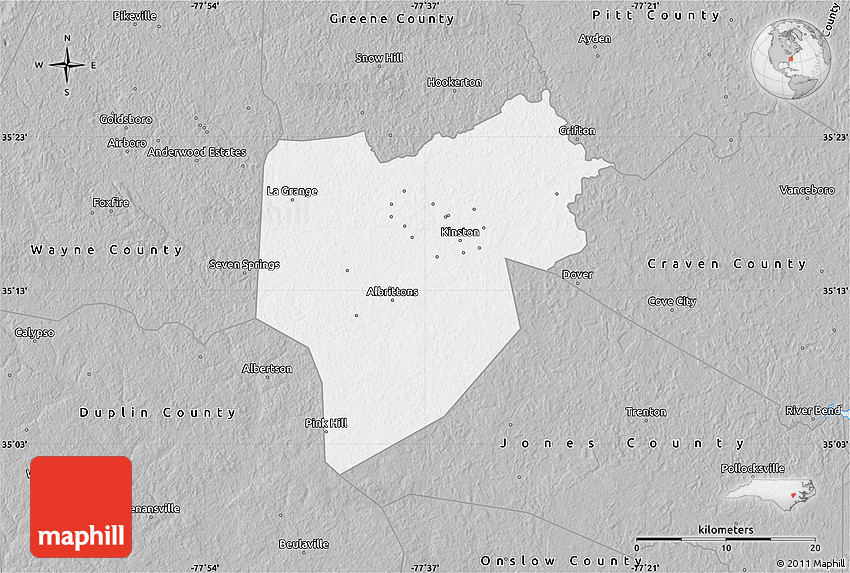 Gray Map of Lenoir County