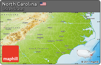 Physical Map of North Carolina