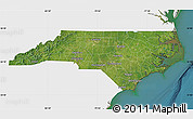 Satellite Map of North Carolina, single color outside
