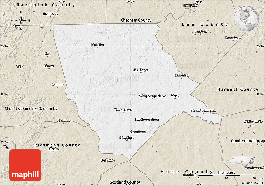 Classic Style Map of Moore County