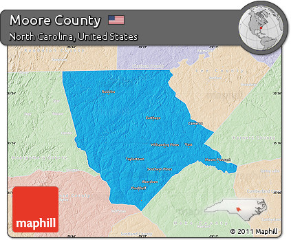 Political Map of Moore County, lighten