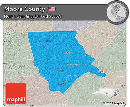 Political Map of Moore County, lighten, semi-desaturated
