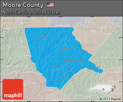 Political Map of Moore County, lighten, semi-desaturated