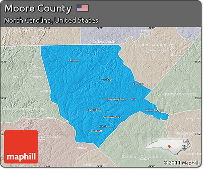 Political Map of Moore County, lighten, semi-desaturated