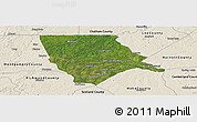 Satellite Panoramic Map of Moore County, shaded relief outside