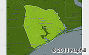 Physical Map of Onslow County, darken