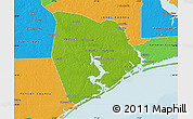 Physical Map of Onslow County, political outside