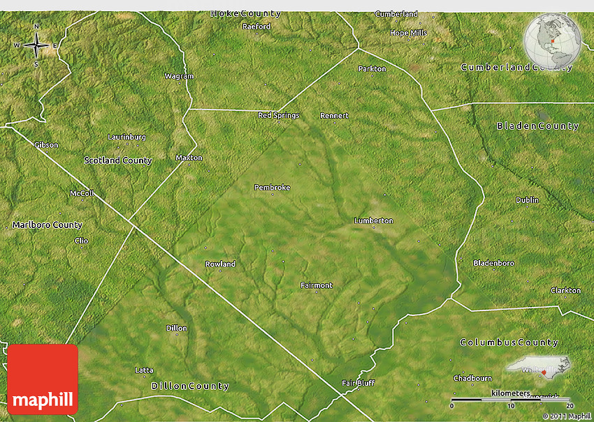 Satellite 3D Map of Robeson County