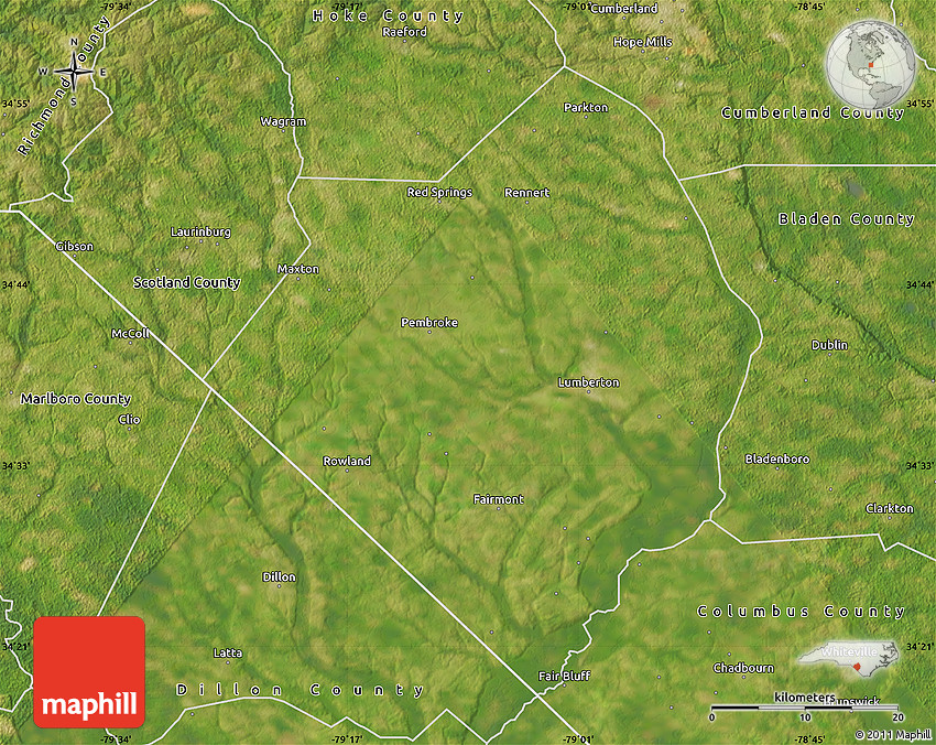 Satellite Map of Robeson County