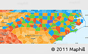 Political Simple Map of North Carolina, political shades outside