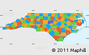 Political Simple Map of North Carolina, single color outside