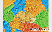 Physical Map of Watauga County, political outside