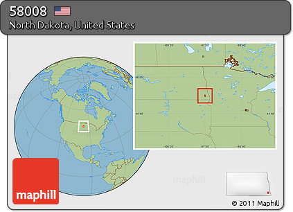 Savanna Style Location Map of ZIP Code 58008