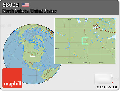 Savanna Style Location Map of ZIP Code 58008