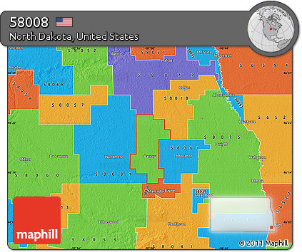 Political Map of ZIP Code 58008