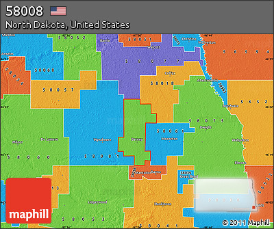 Political Map of ZIP Code 58008