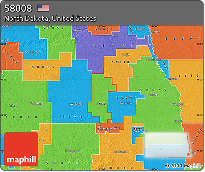 Political Map of ZIP Code 58008