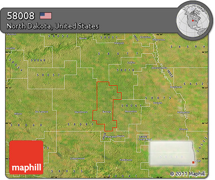 Satellite Map of ZIP Code 58008
