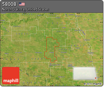 Satellite Map of ZIP Code 58008