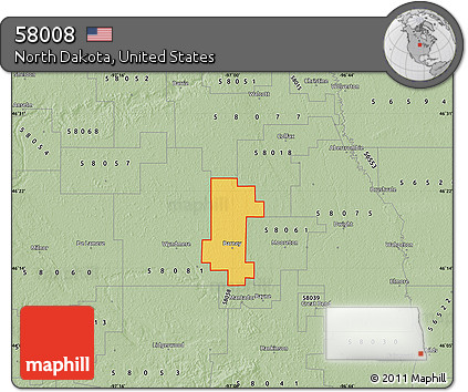 Savanna Style Map of ZIP Code 58008