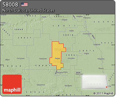 Savanna Style Map of ZIP Code 58008