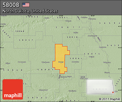 Savanna Style Map of ZIP Code 58008