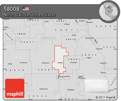 Silver Style Map of ZIP Code 58008