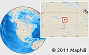 Shaded Relief Location Map of ZIP code 58494