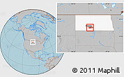 Gray Location Map of ZIP code 58535, highlighted county, highlighted state, hill shading