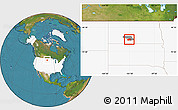 Satellite Location Map of ZIP code 58535, highlighted country, highlighted county