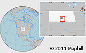 Gray Location Map of ZIP code 58560, highlighted county, highlighted state, hill shading